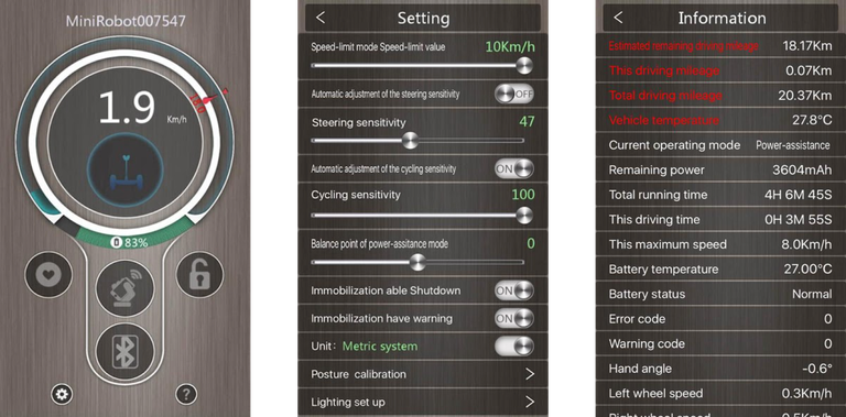 Screenshots aus der Mini Robot App