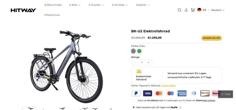 Hitway BK-U2 Produktseite – 1.299,99 € statt 1.599,99 € Hitway BK-U2 Produktseite im deutschen Hitway-Shop mit Preis 1.299,99 Euro statt 1.599,99 Euro
