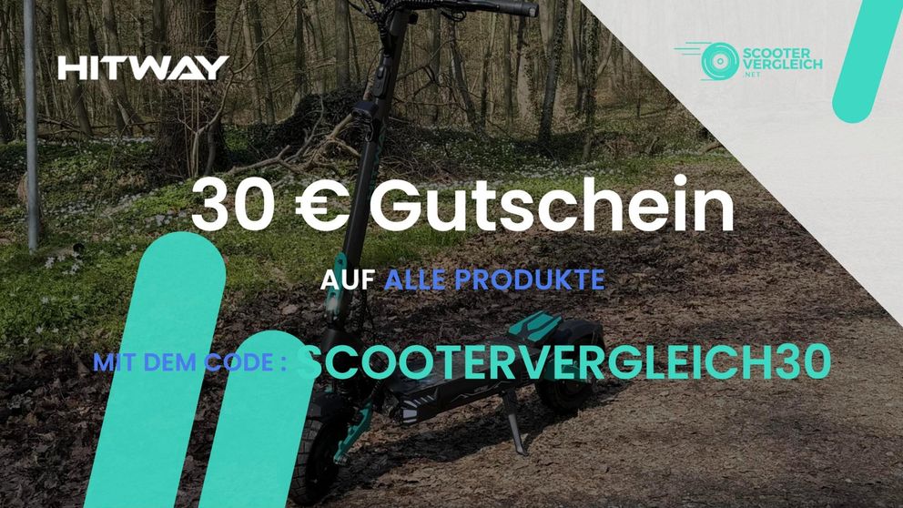 Hitway Gutschein: 30 € Rabatt mit dem Code SCOOTERVERGLEICH30 Hitway Gutschein 30 €